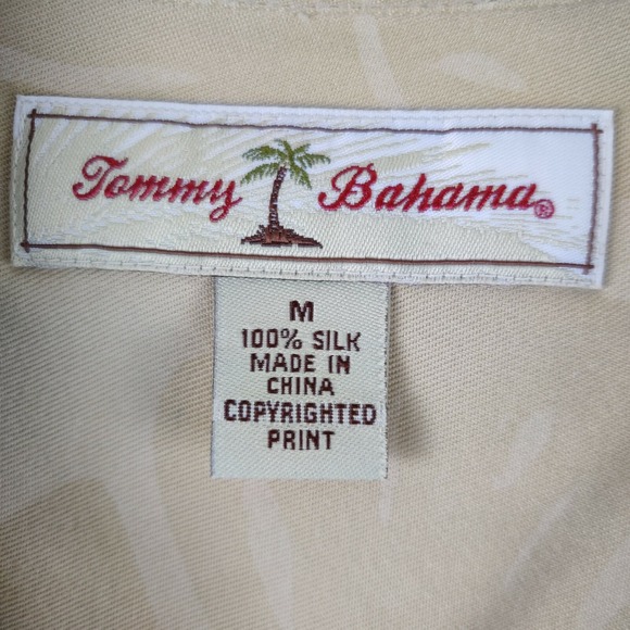 Tommy Bahama Mens Medium Silk Casual Tan Button Up Shirt Size M - Picture 3 of 10
